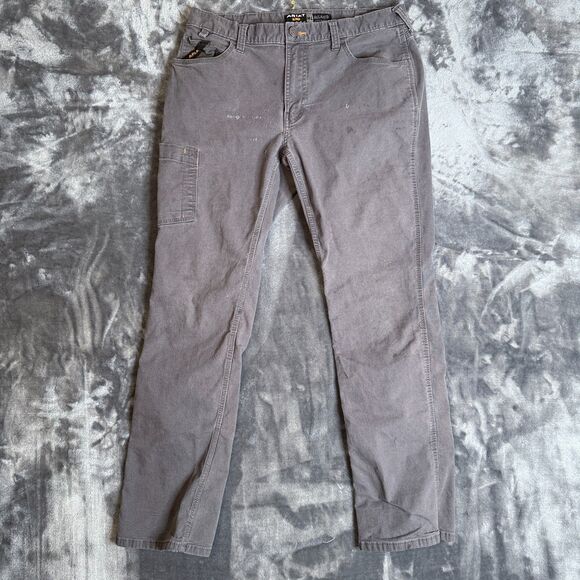 Ariat Rebar Pants M4 Relaxed Straight Fit Gray Men's Size 34x34 Carpenter - Picture 1 of 6